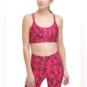 DKNY Beetroot snakeskin print sports bra. Size M. NWT.